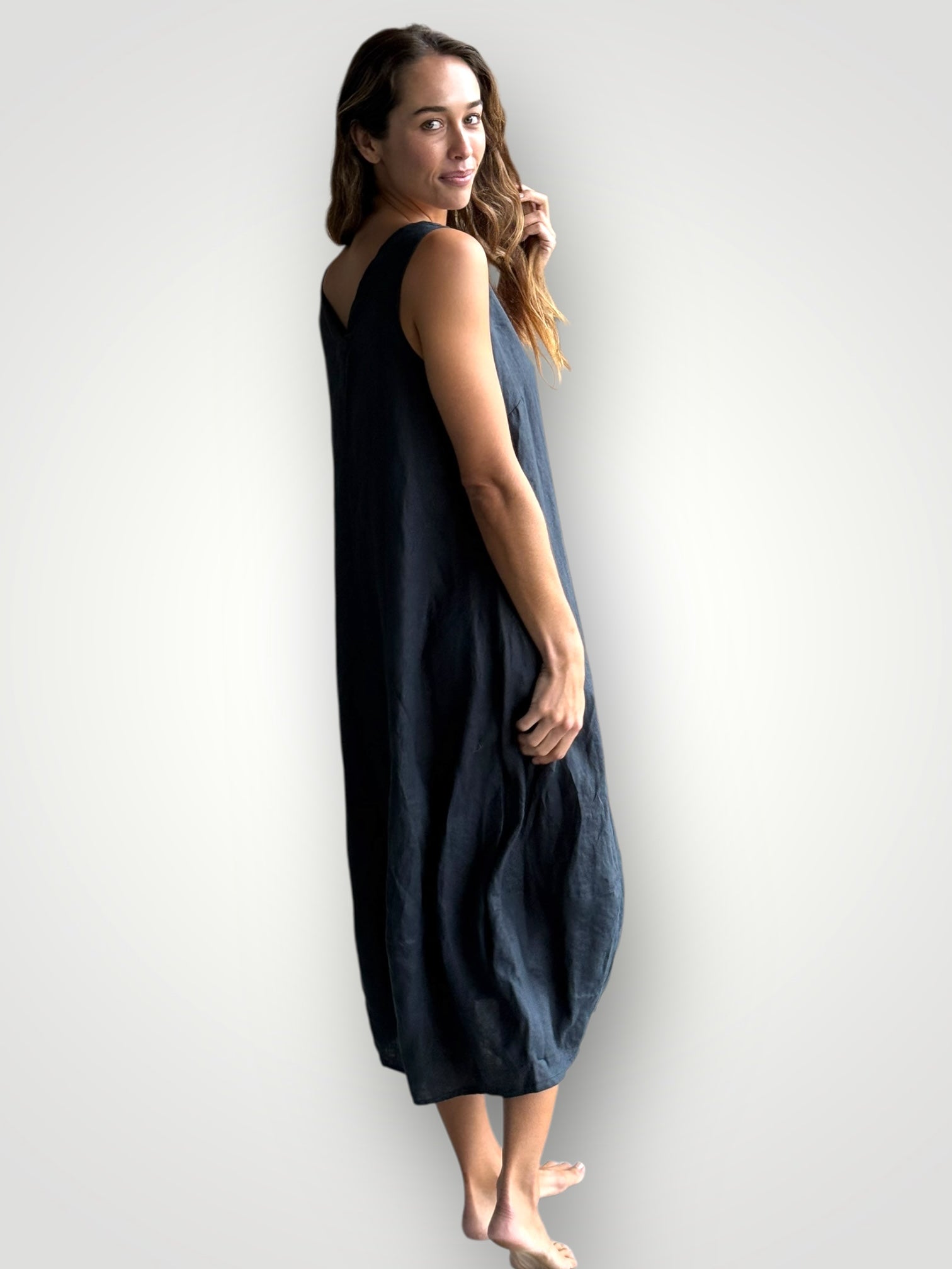 amber dress - charcoal linen Apparel