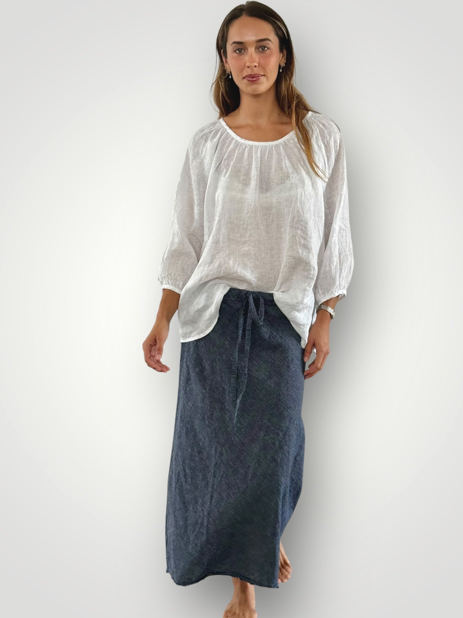 anthea skirt - navy stripe Apparel