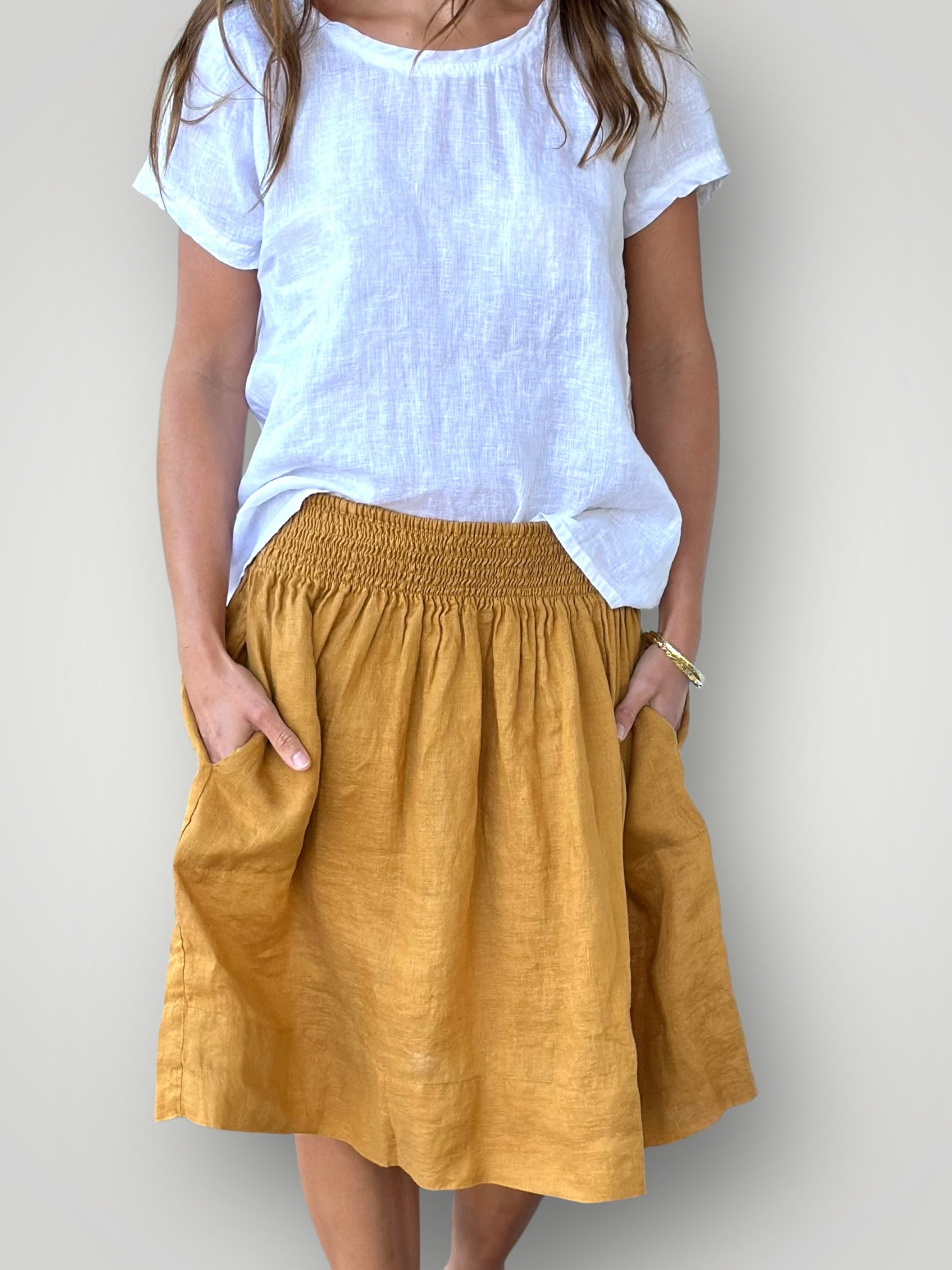 zoe skirt - turmeric linen Apparel
