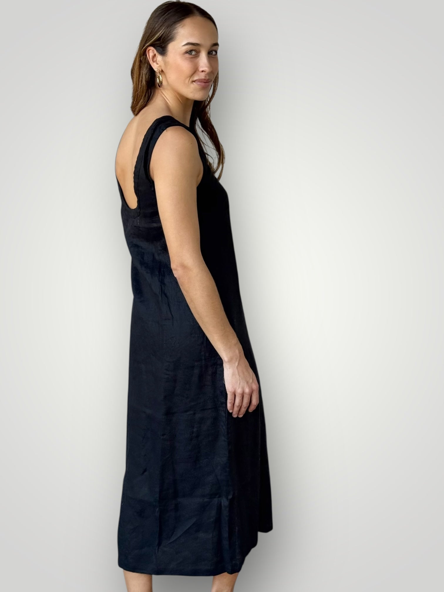 alisa dress - black linen dress