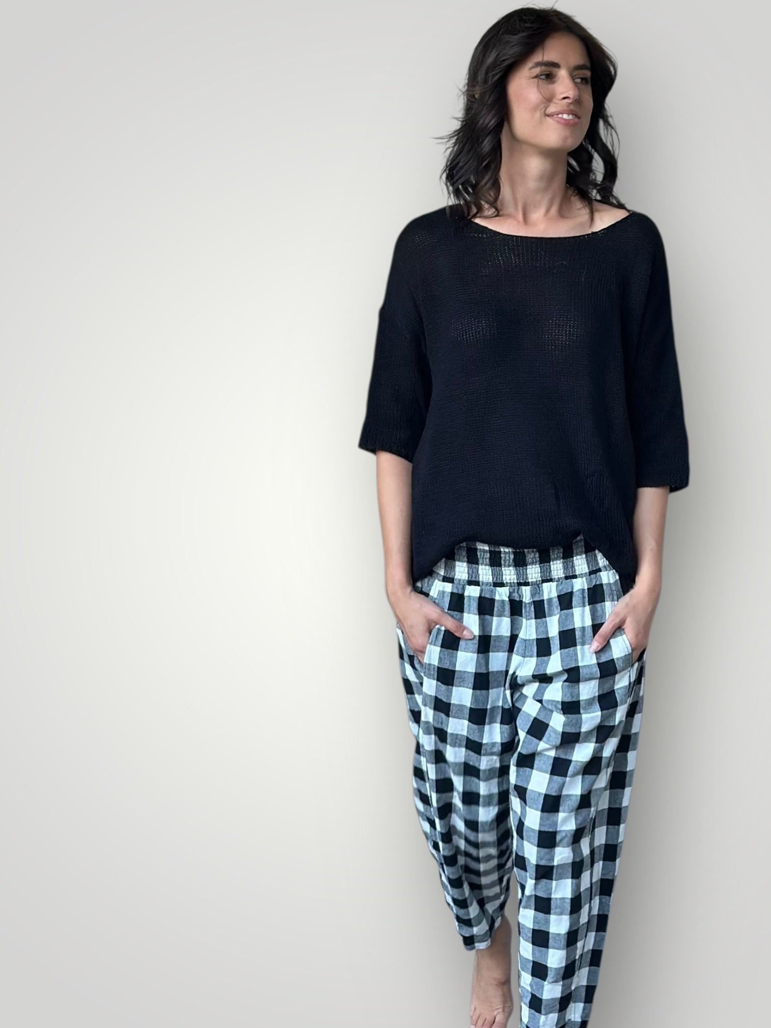 frankie pants - black check Apparel