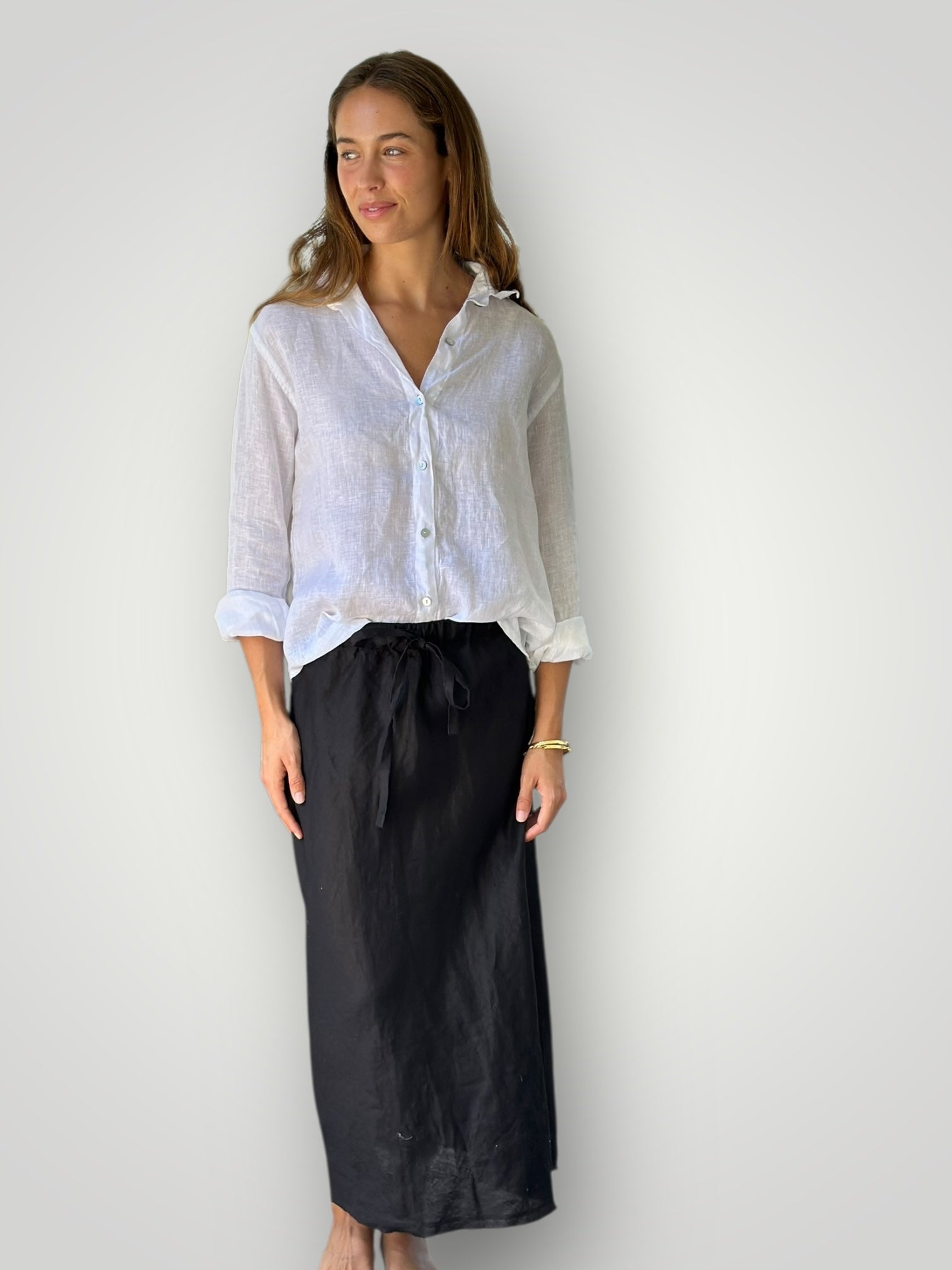 anthea skirt - black linen Apparel
