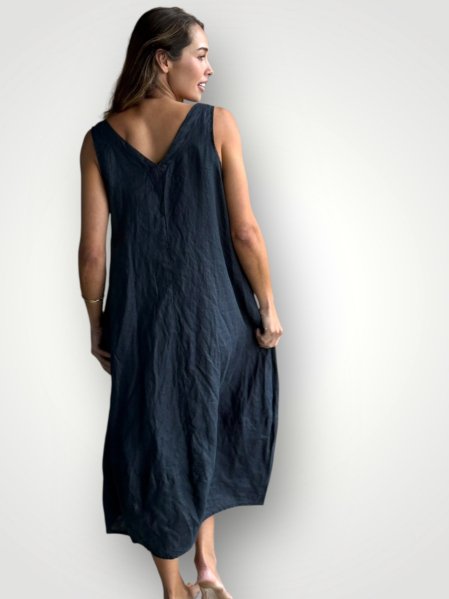 amber dress - charcoal linen Apparel