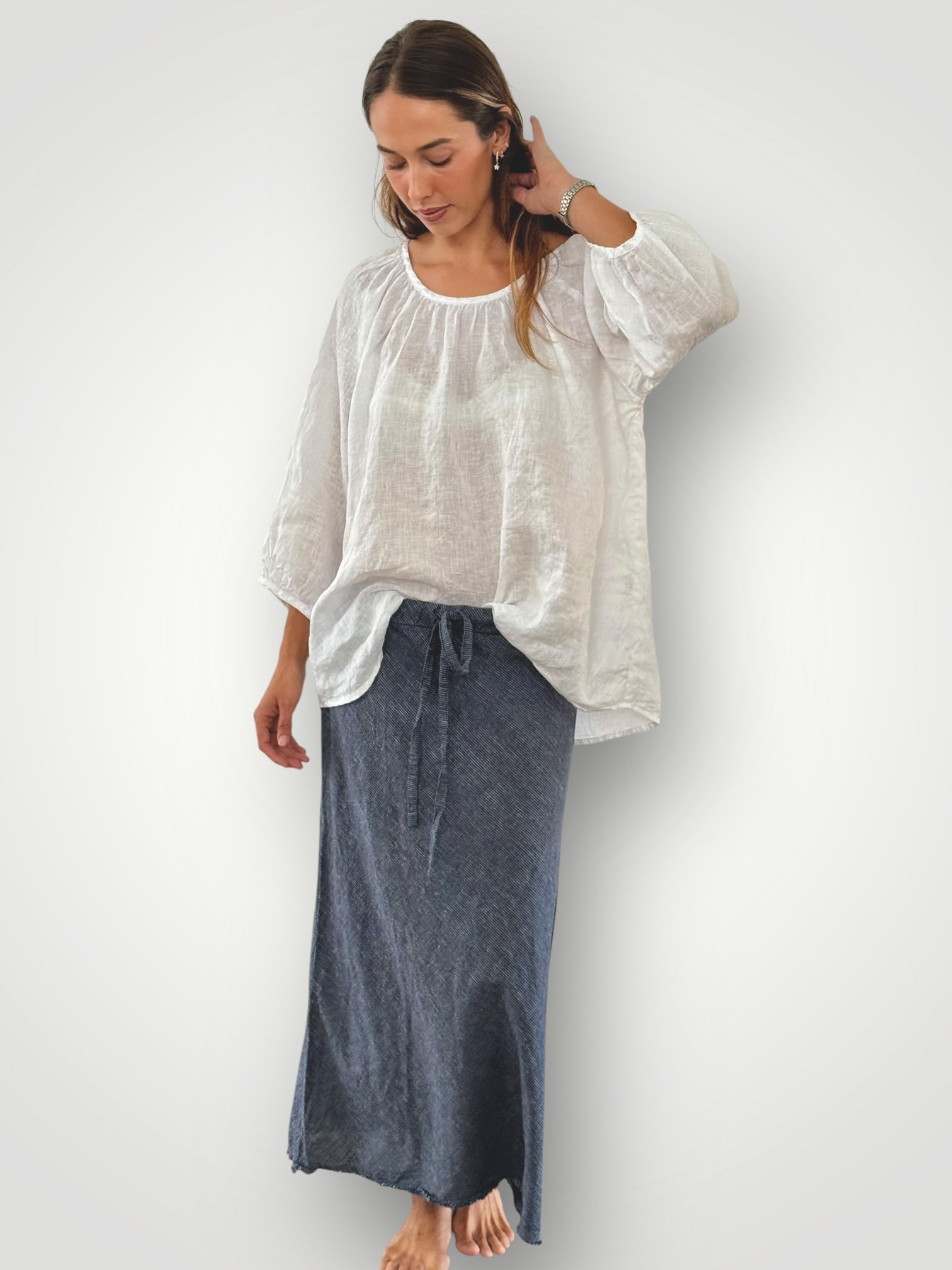 anthea skirt - navy stripe Apparel