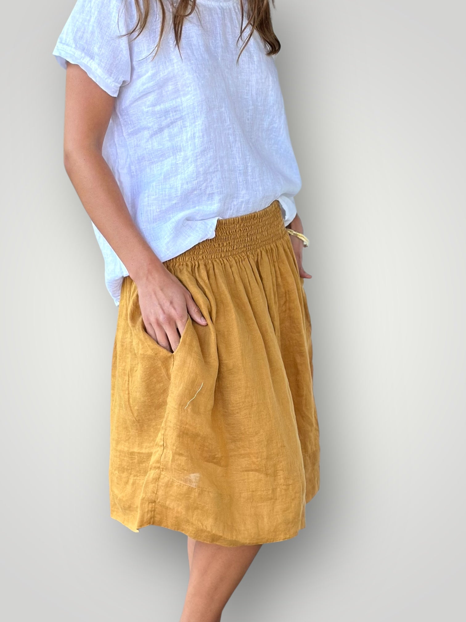zoe skirt - turmeric linen Apparel