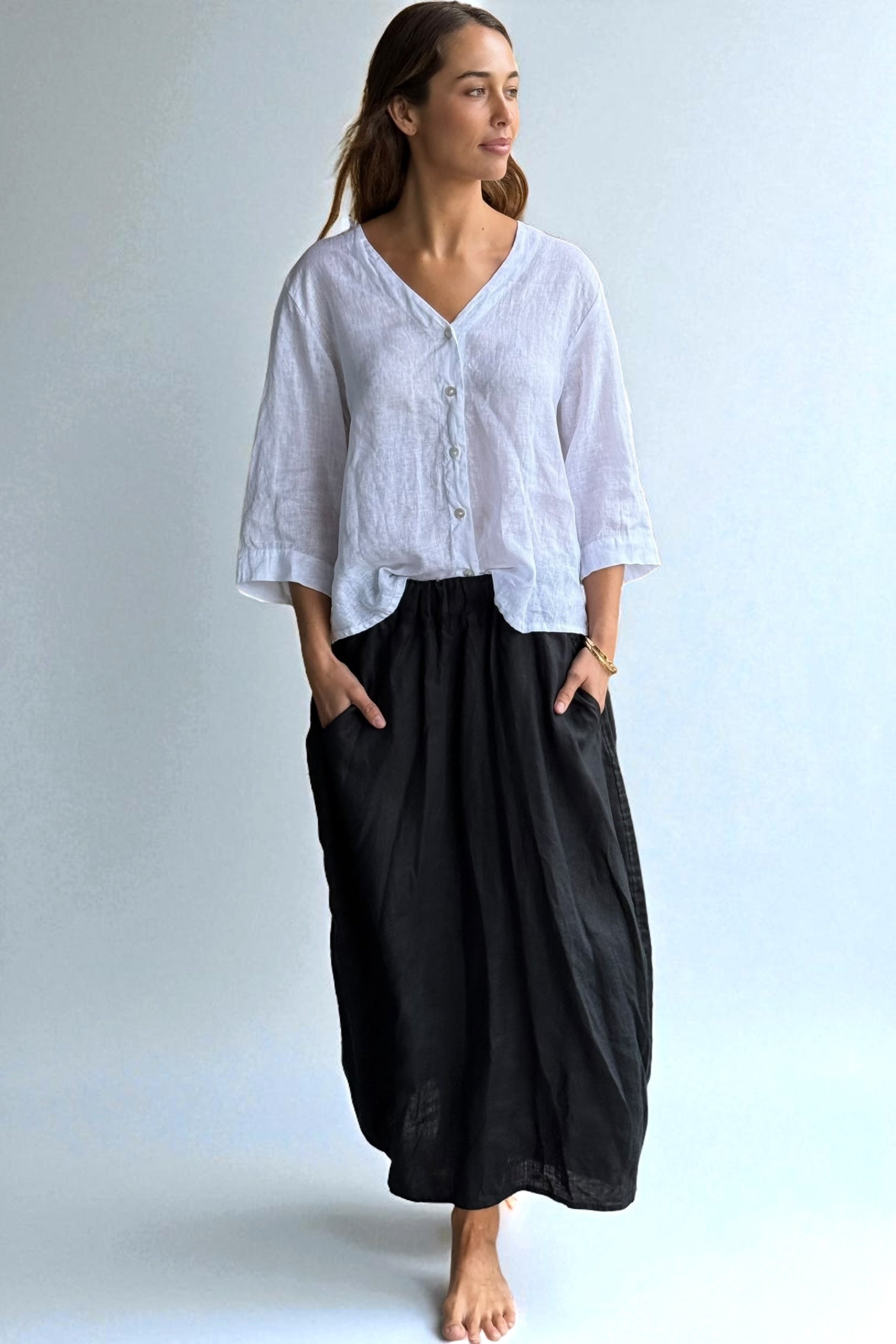 lana skirt - black linen Apparel