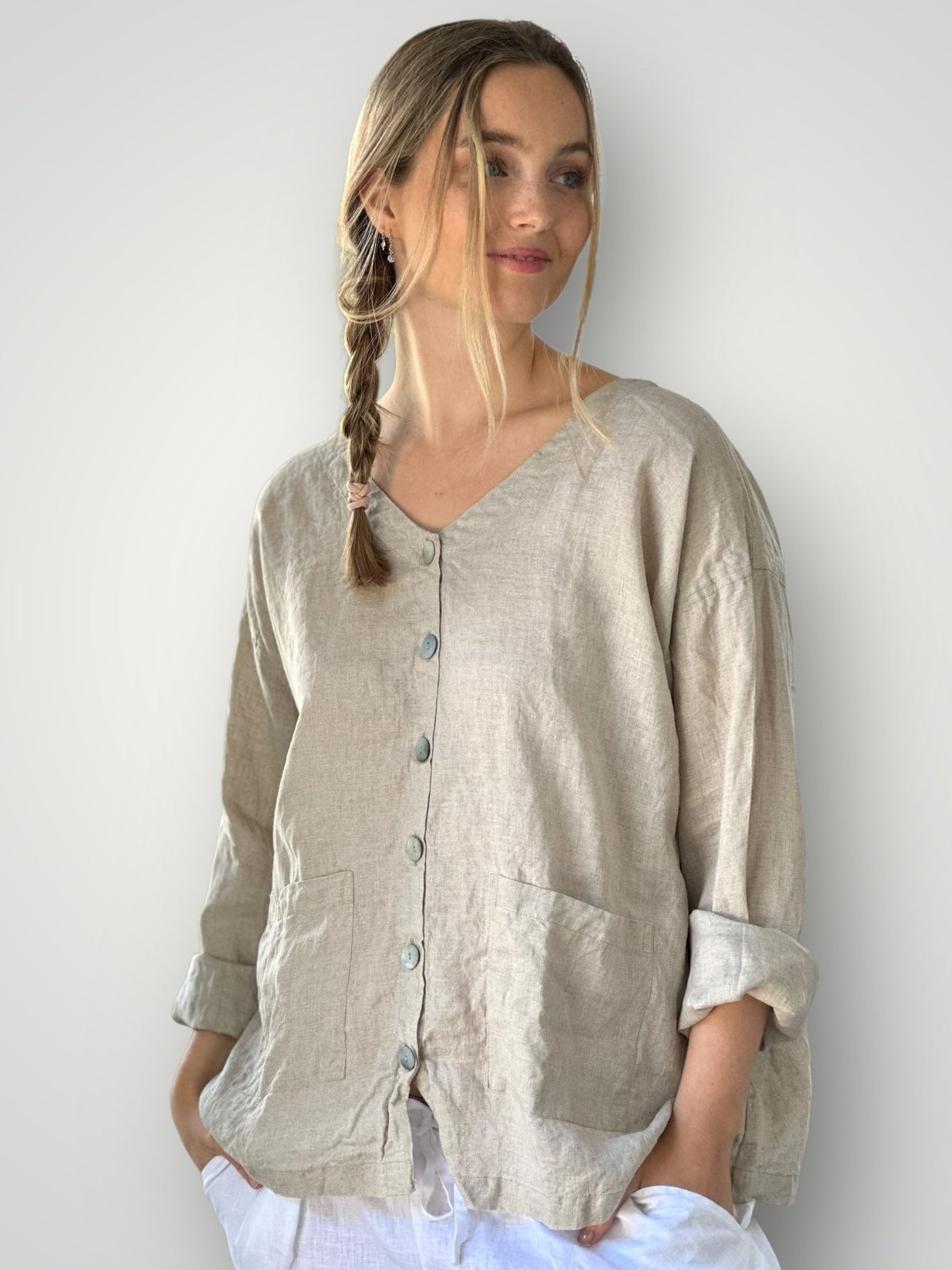 jamie jacket -natural linen Apparel
