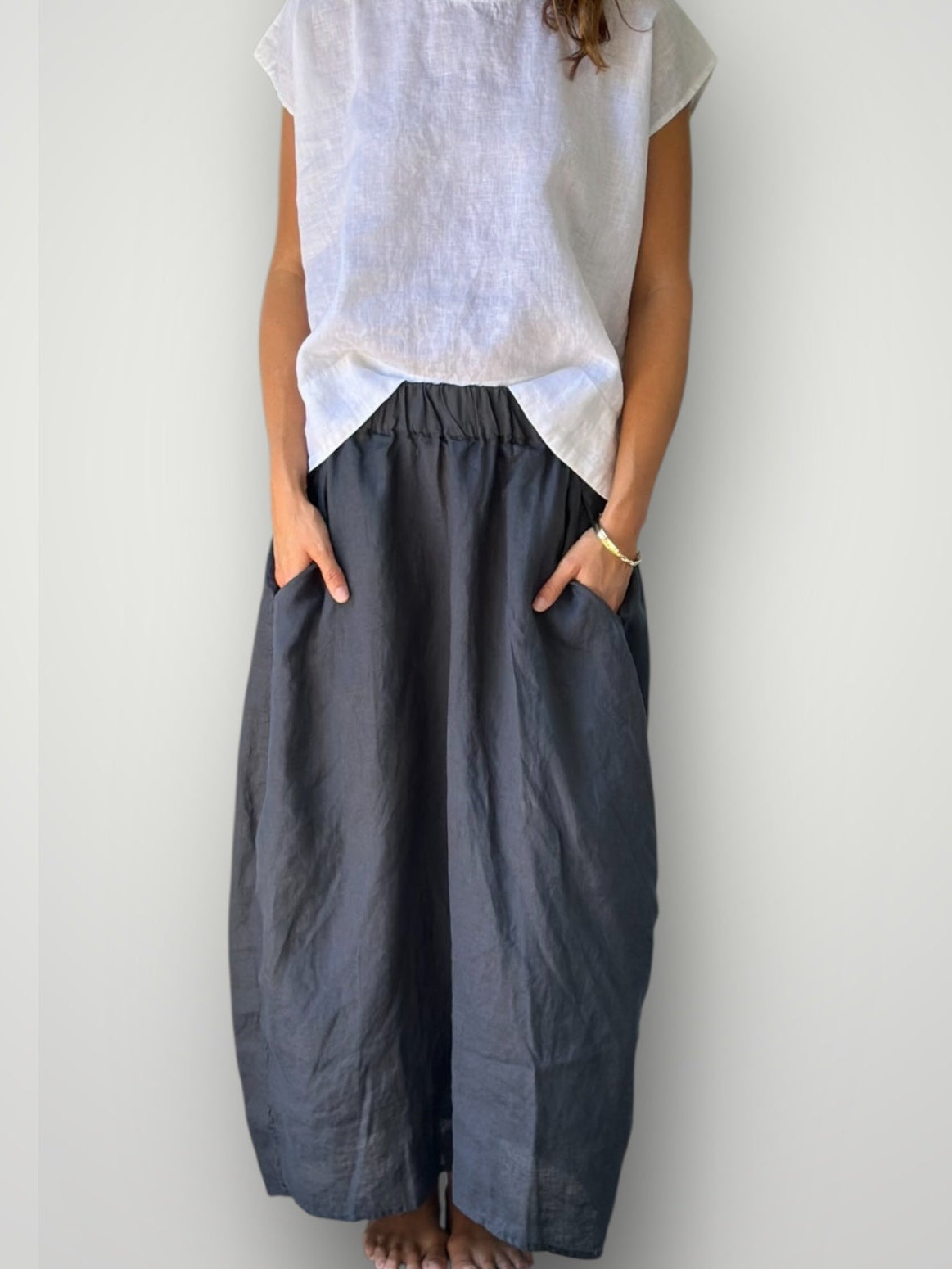 lana skirt - charcoal linen Apparel