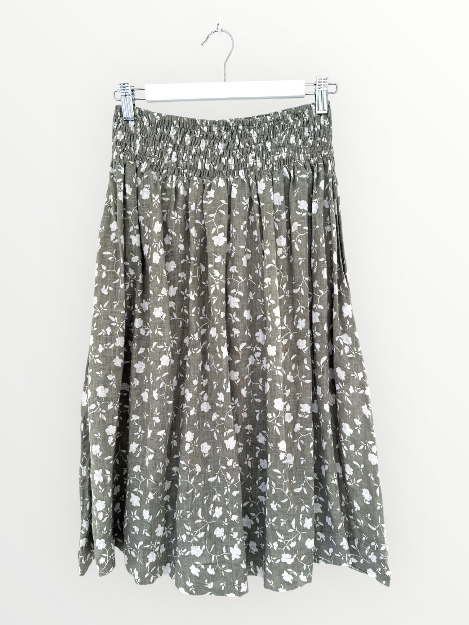 lola skirt - sage flora linen
