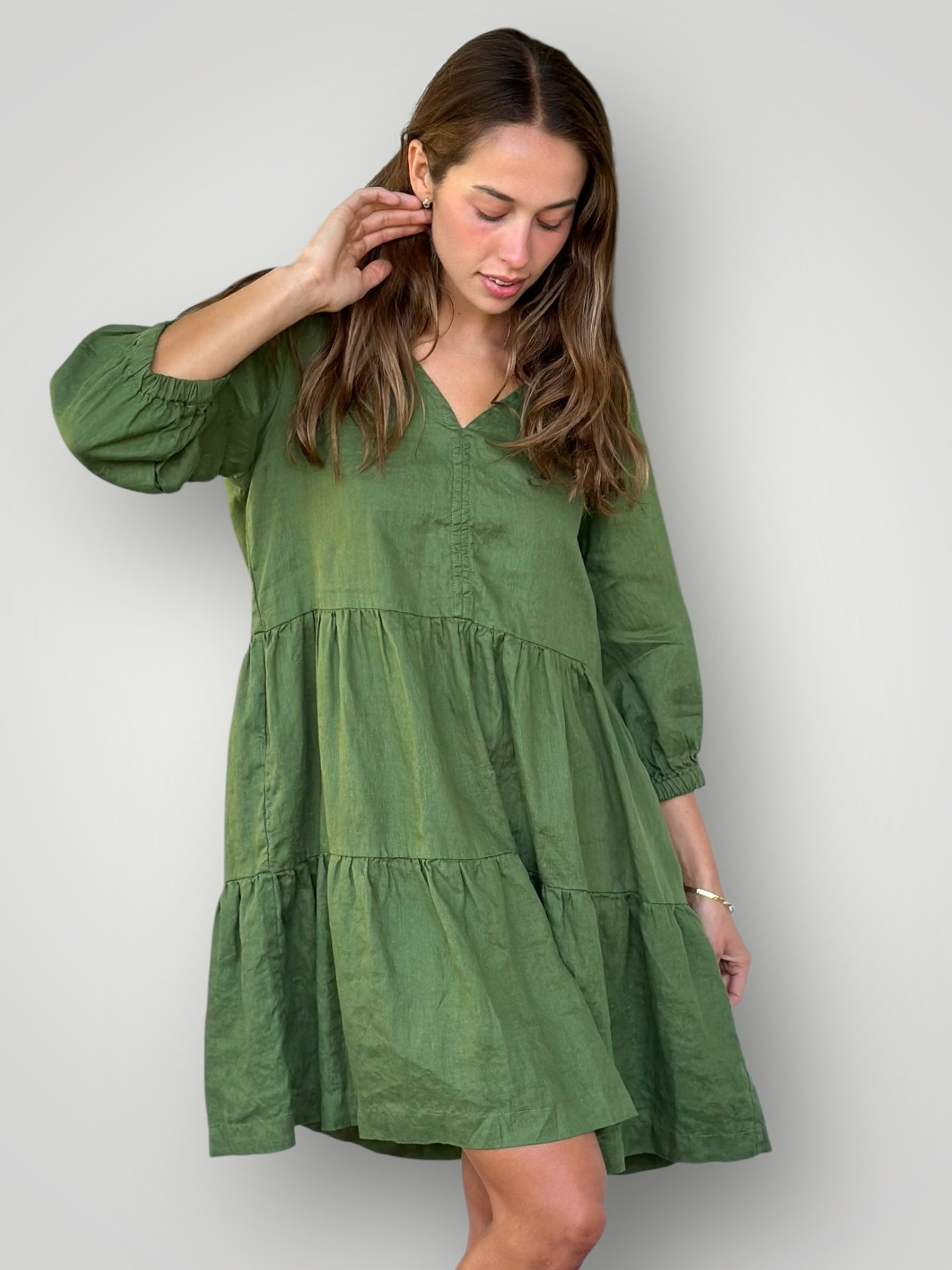 payton dress - moss linen