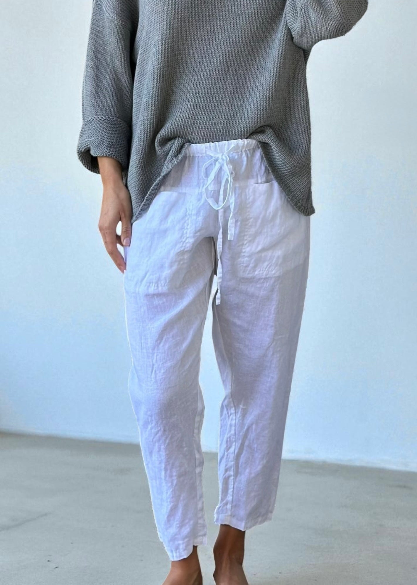 jessie pant-white linen Apparel