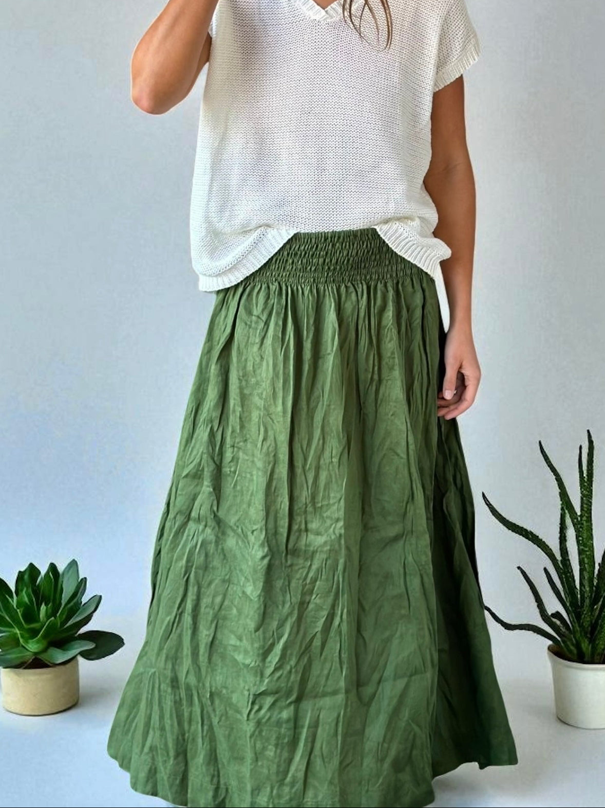 lulu skirt - moss linen Apparel