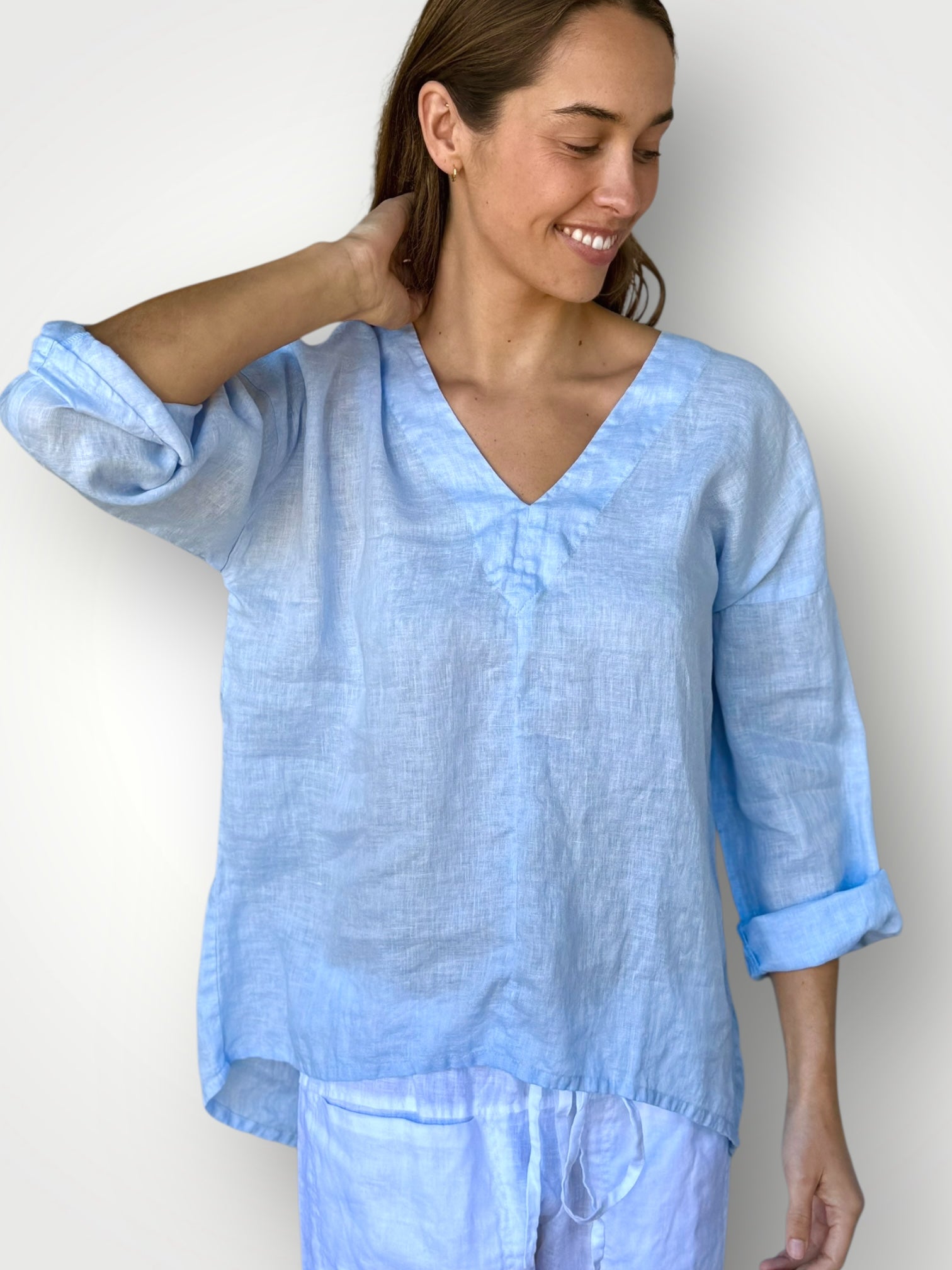 paige top - soft blue linen Apparel