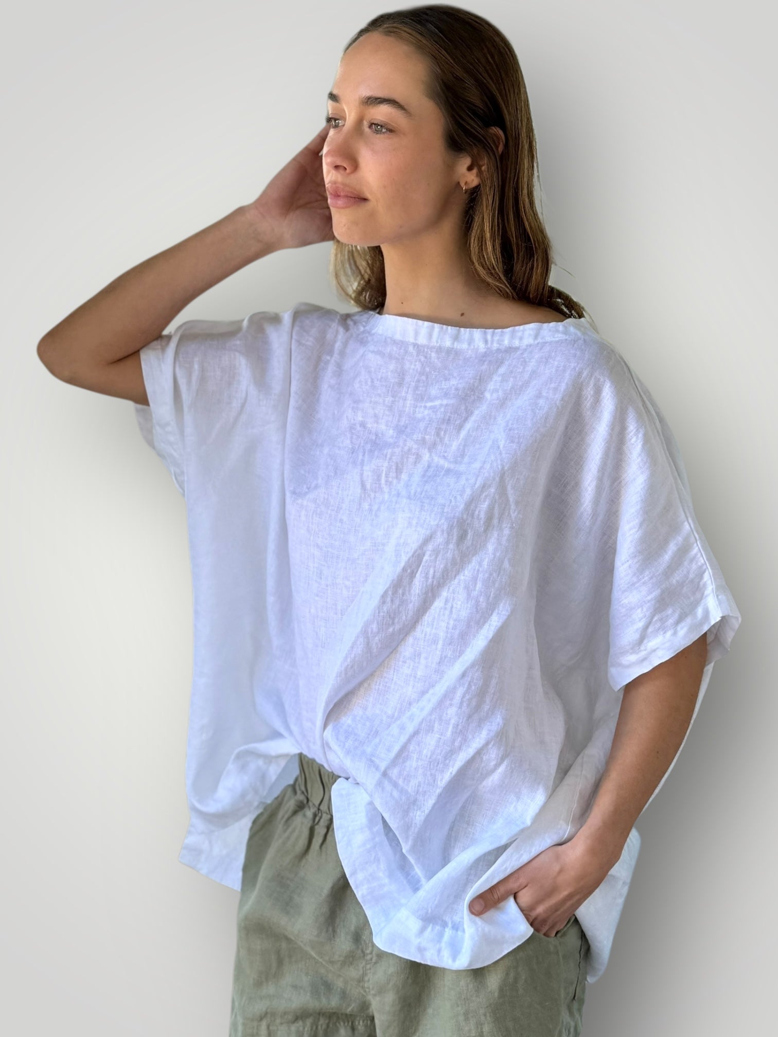 sammy top - white linen Apparel
