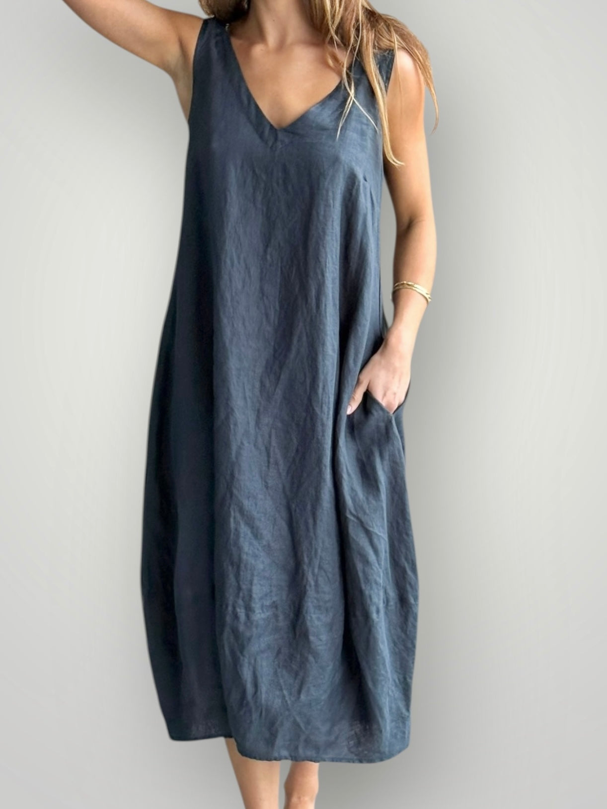 amber dress - charcoal linen Apparel