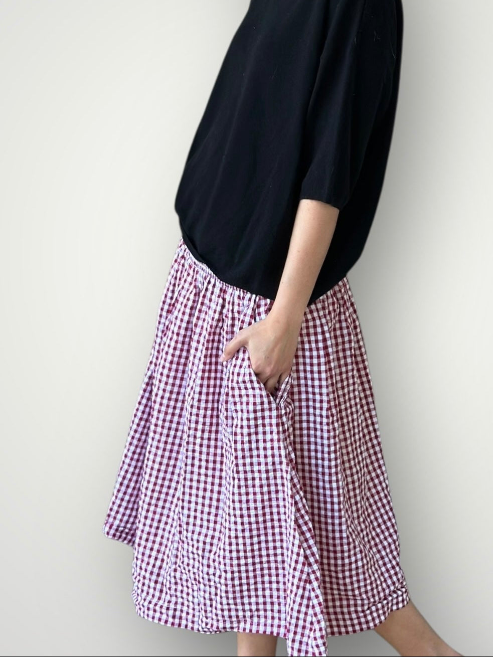 lola skirt -dark red gingham Apparel
