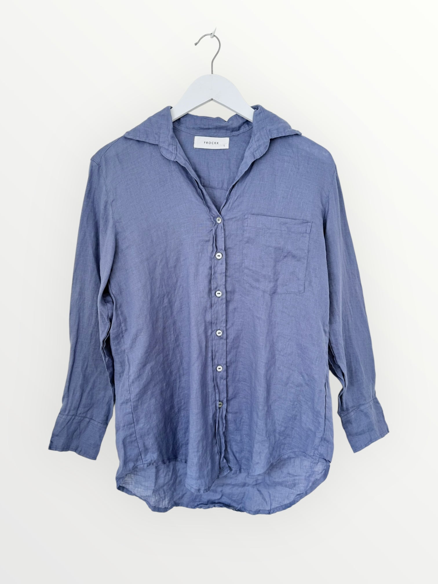 erika shirt-cornflower linen Apparel