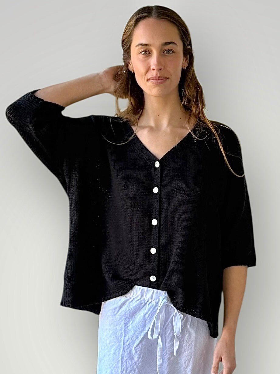 alex cardi-black cotton knit