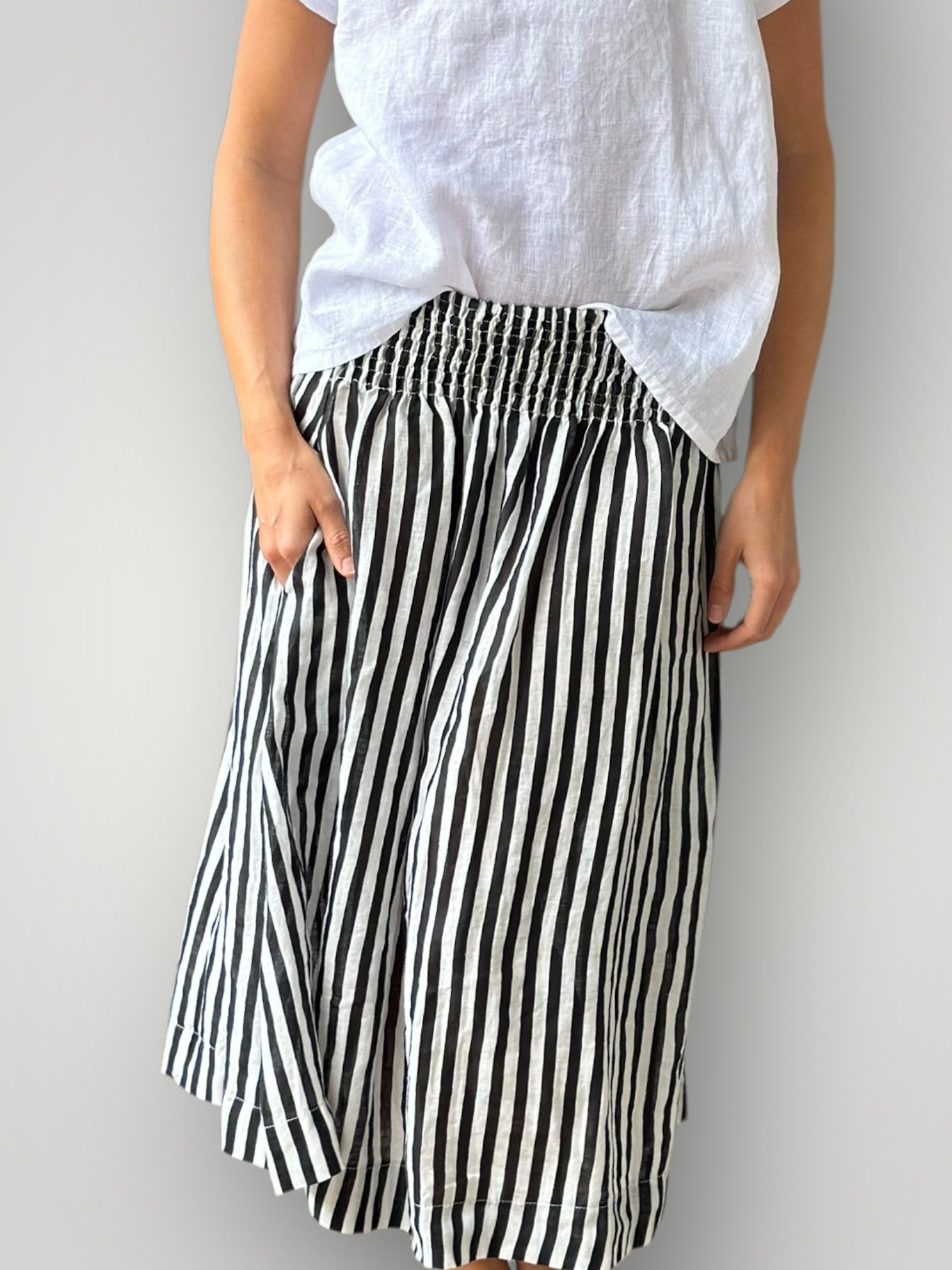 lola skirt- charcoal stripe linen Apparel