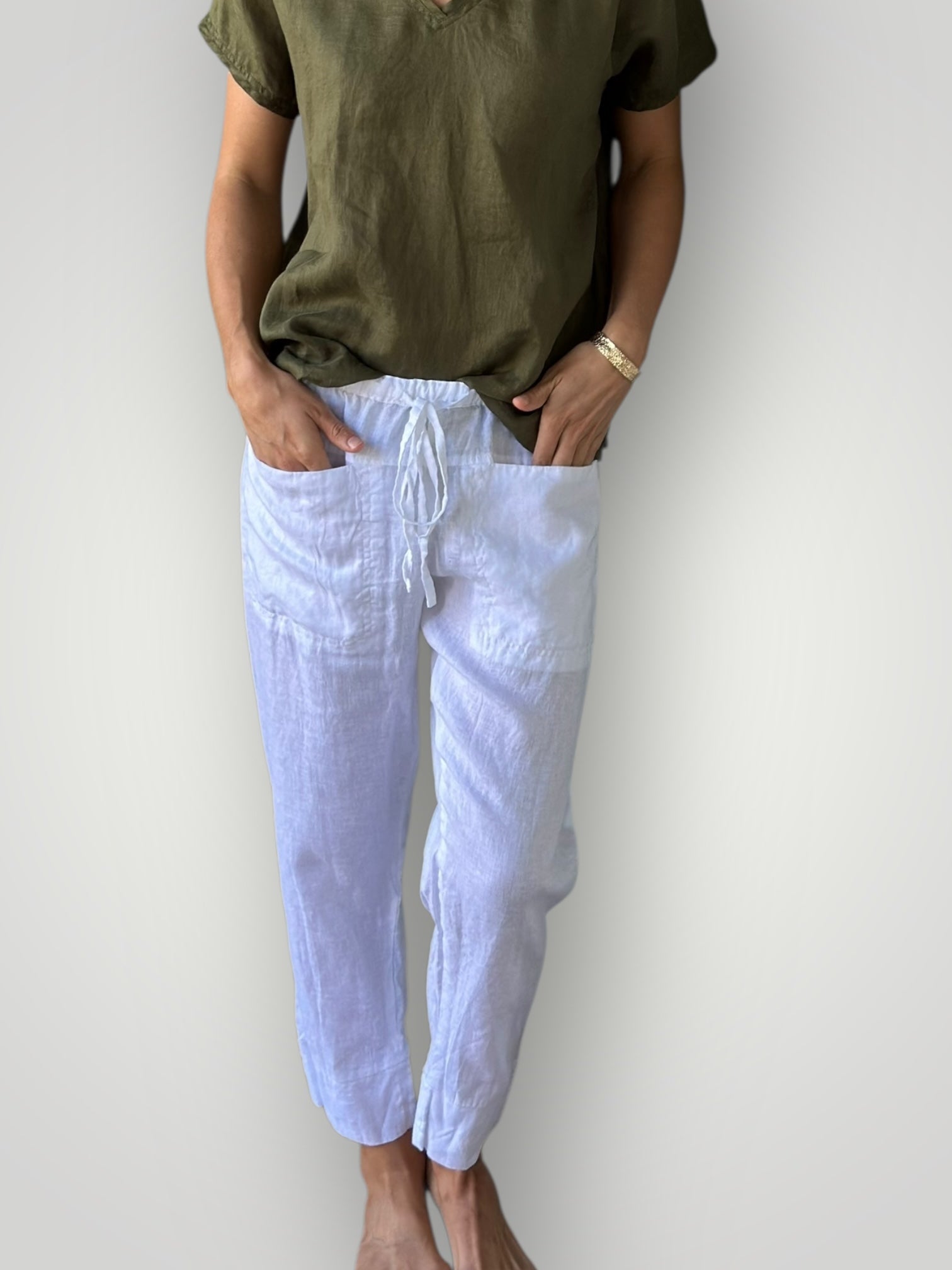 darcy pant - white linen Apparel