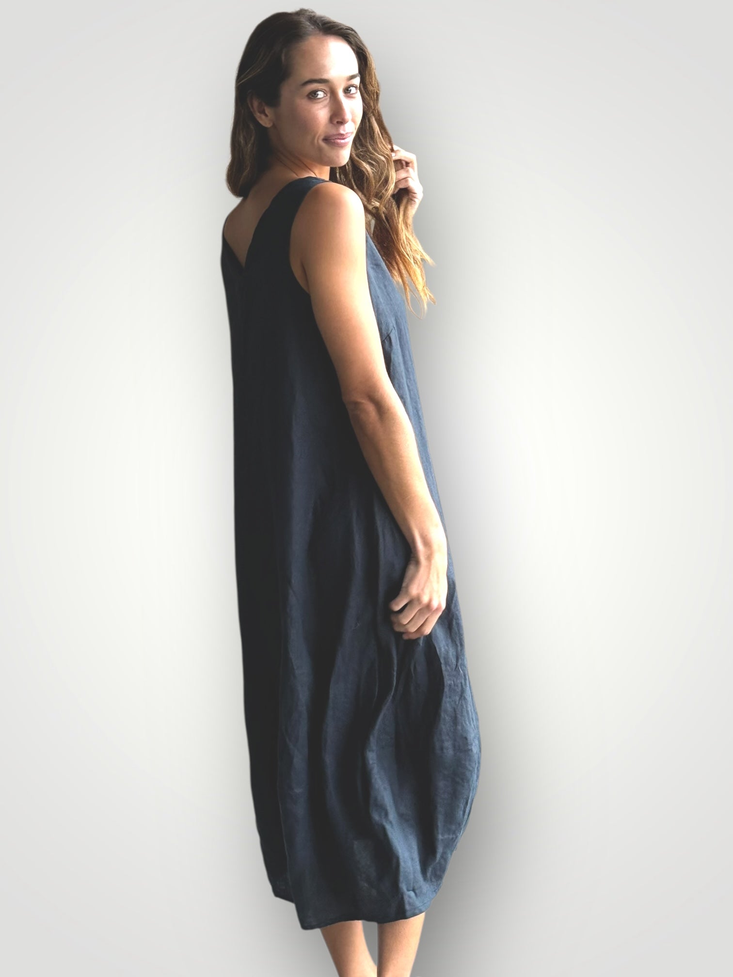 amber dress - charcoal linen Apparel