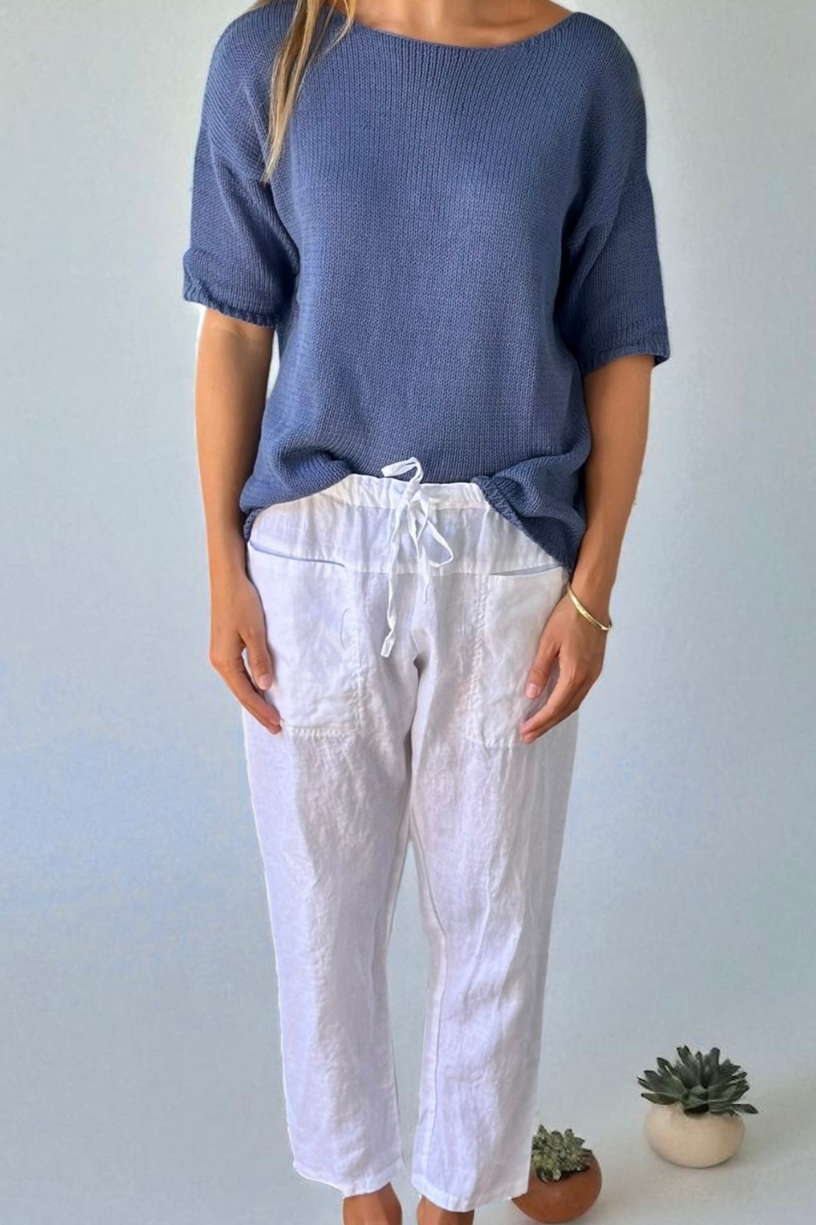 jessie pant-white linen Apparel