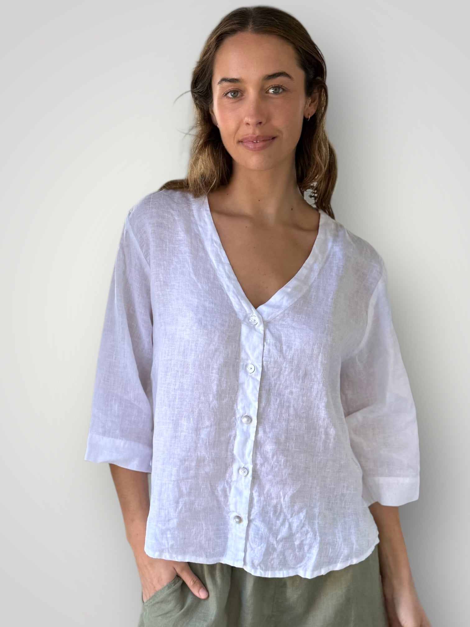 raine shirt - white linen Apparel