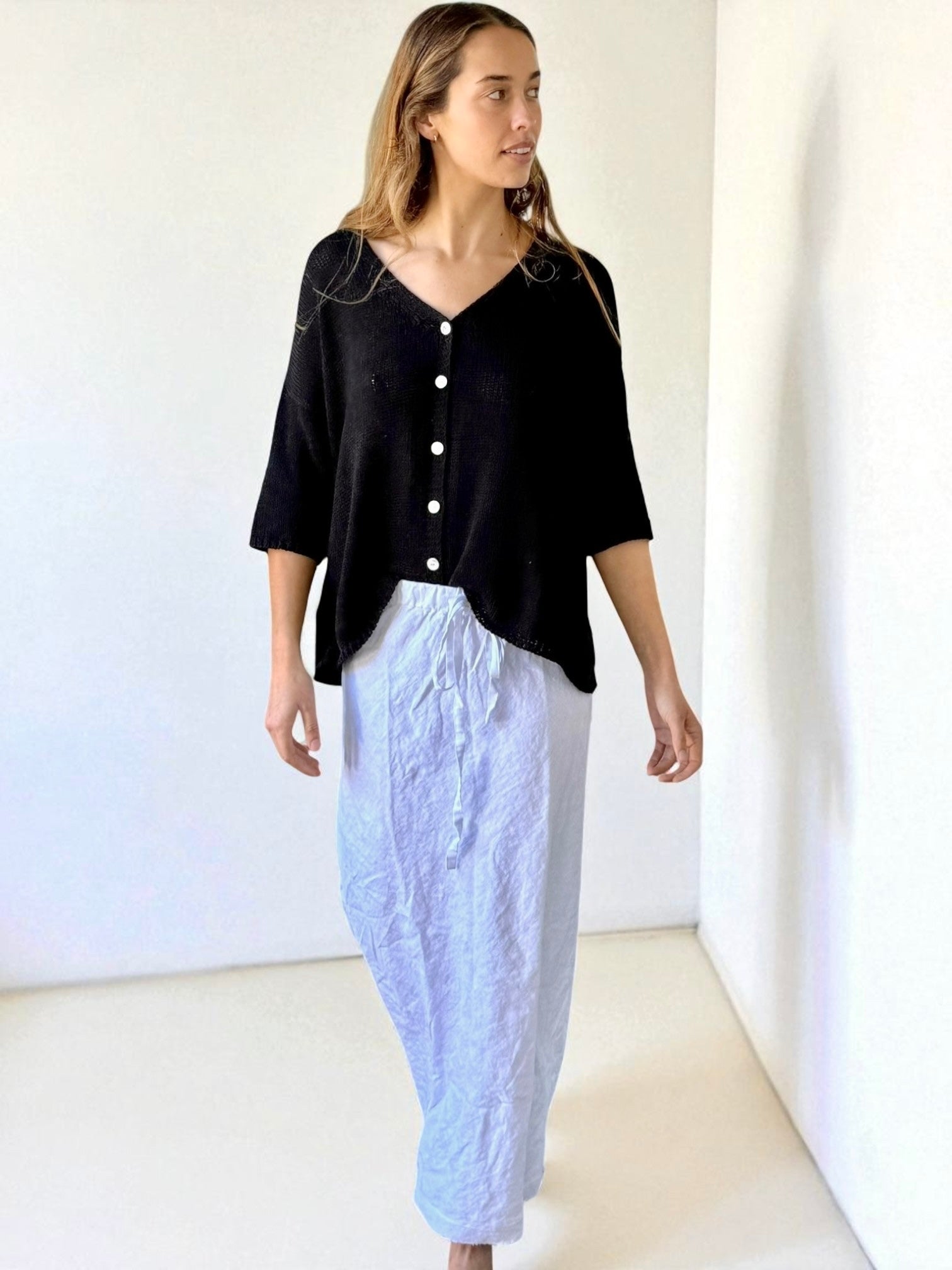 anthea skirt - white linen Apparel