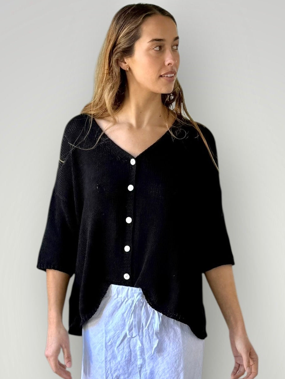 alex cardi-black cotton knit