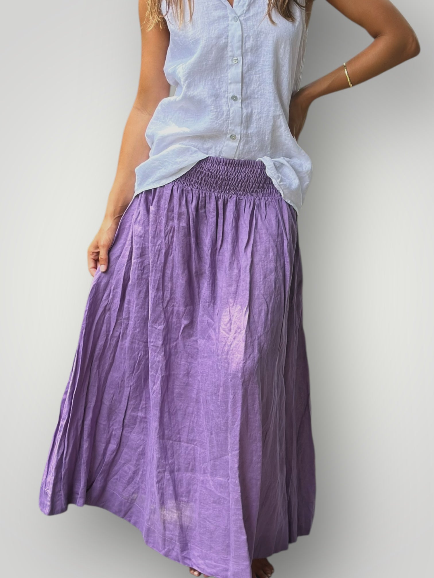 lulu skirt - orchid linen Apparel