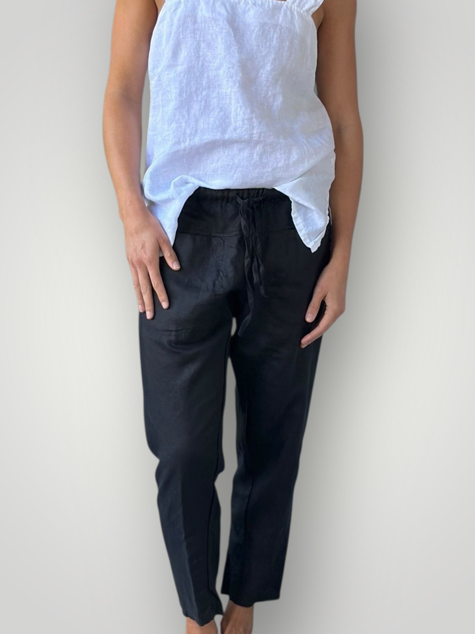 jessie pant-black linen Apparel