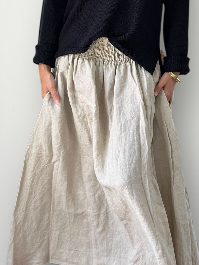 lulu skirt-natural linen Apparel