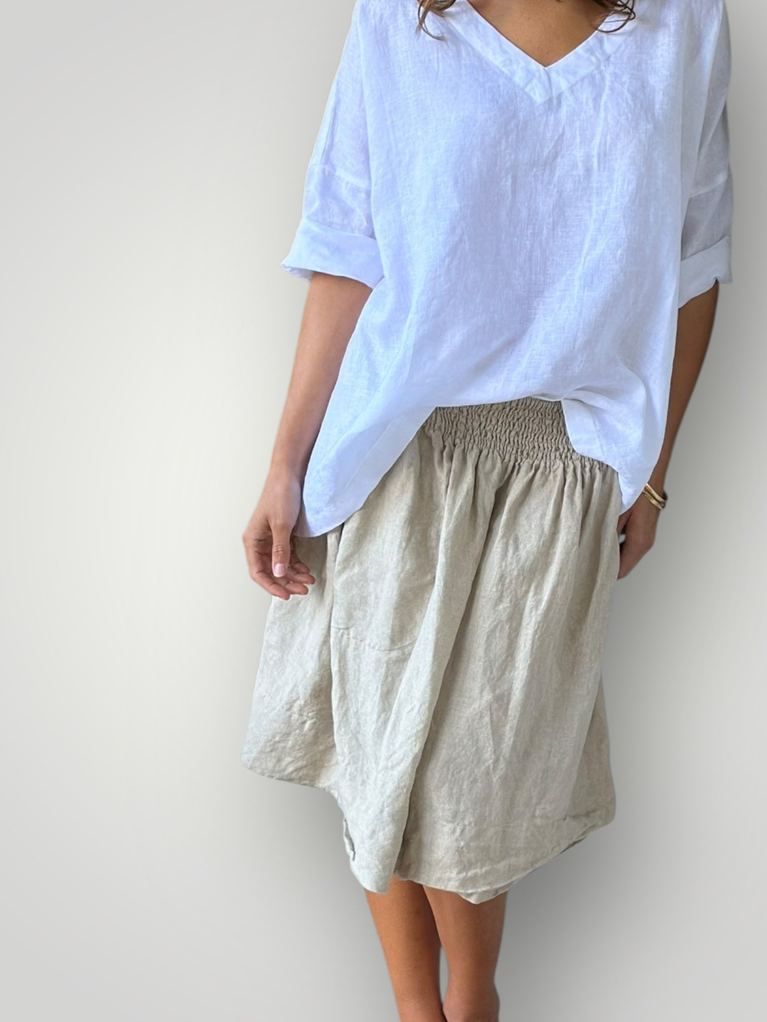zoe skirt-natural linen Apparel