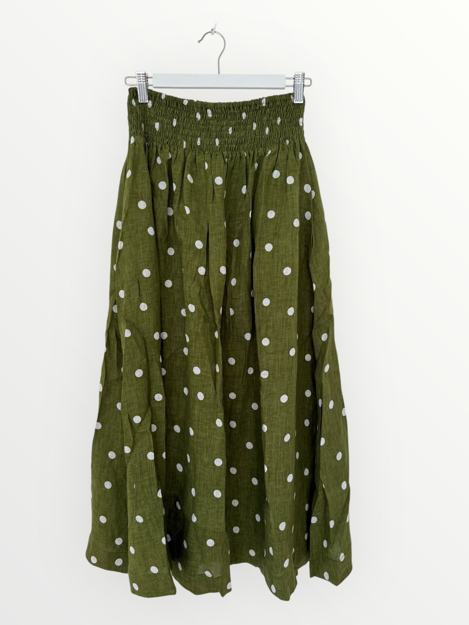 lulu skirt - olive spot linen