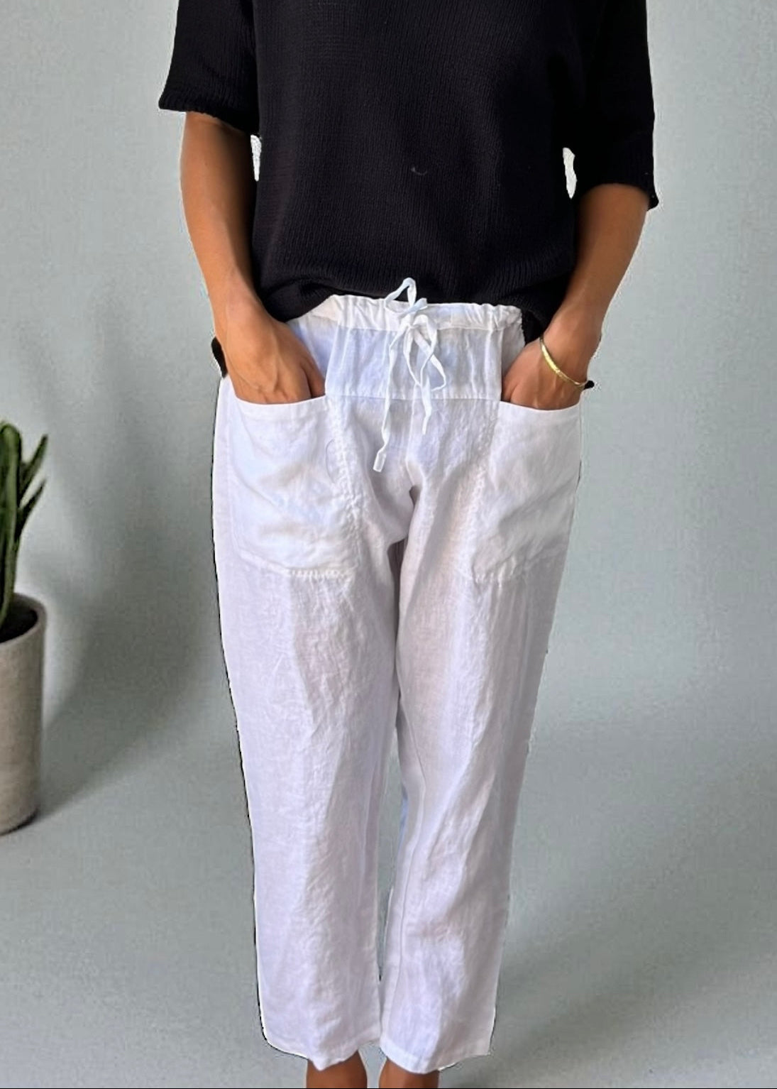 jessie pant-white linen Apparel