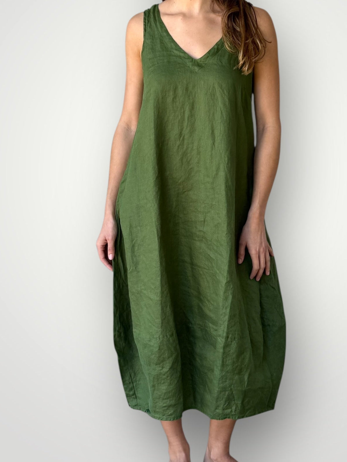 amber dress - moss linen Apparel
