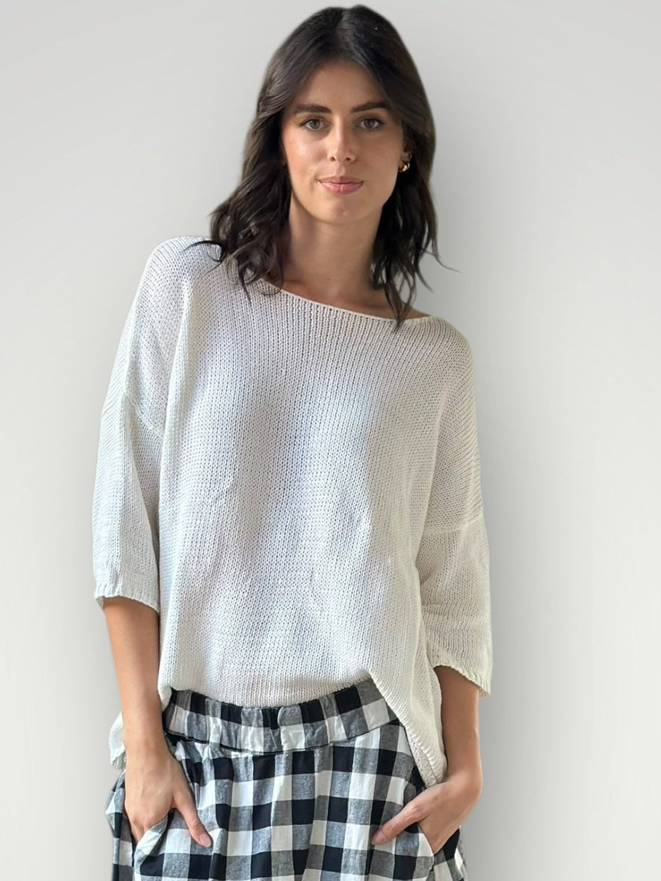 alex top - warm white cotton knit Apparel