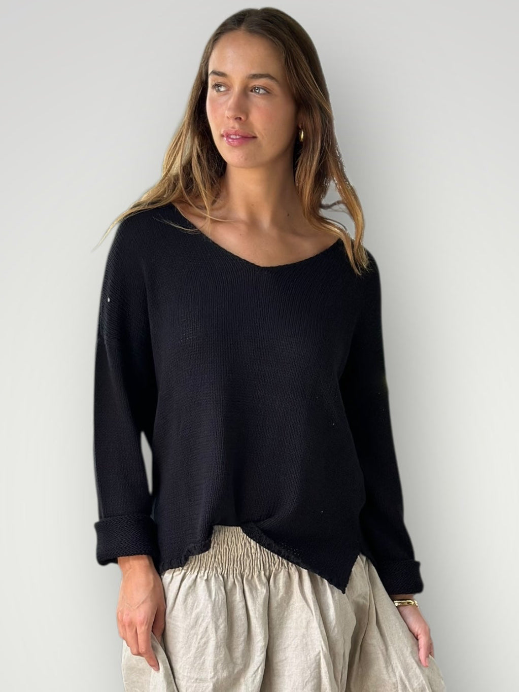 jamie cotton knit - black Apparel