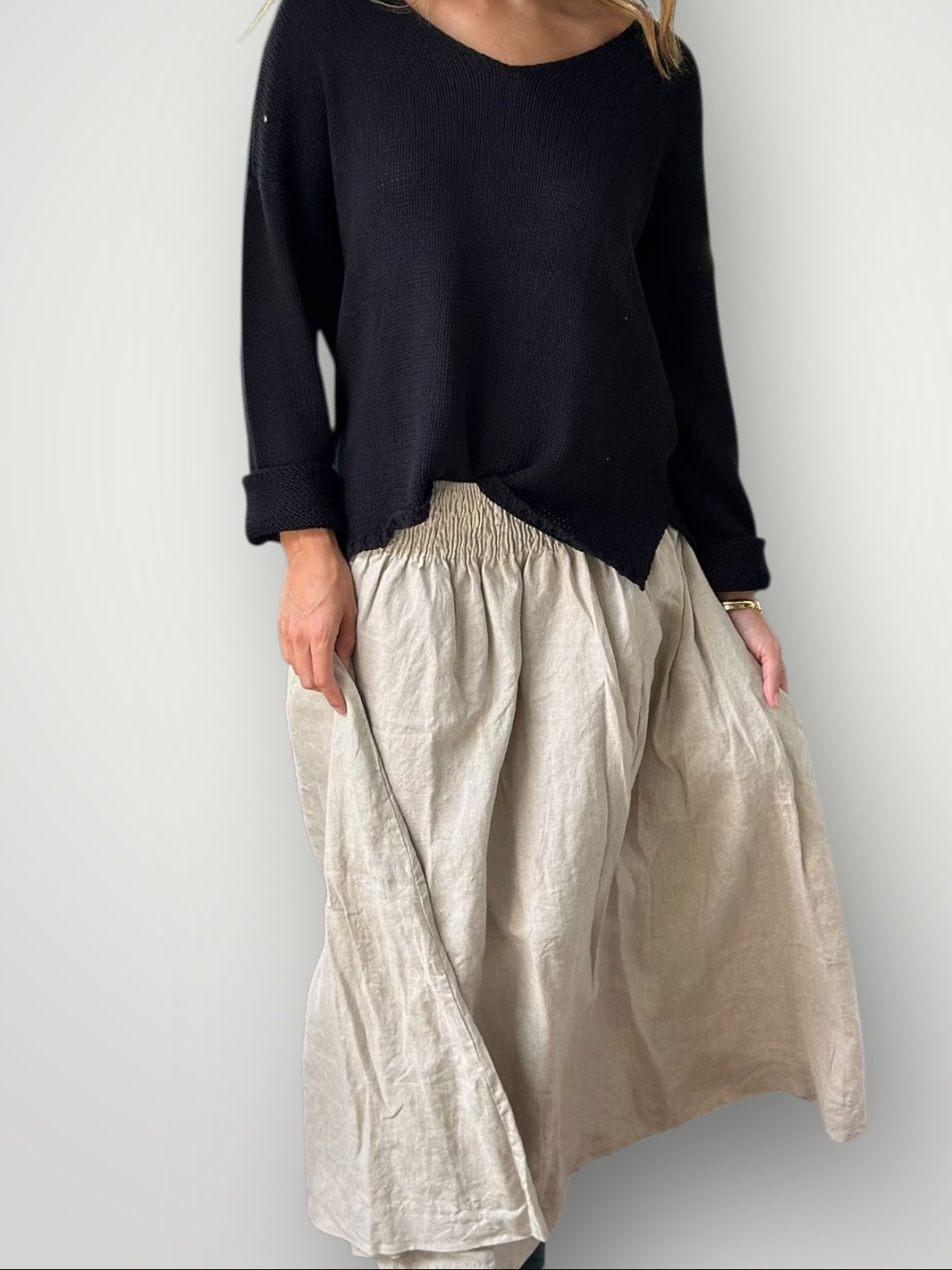 lulu skirt-natural linen Apparel