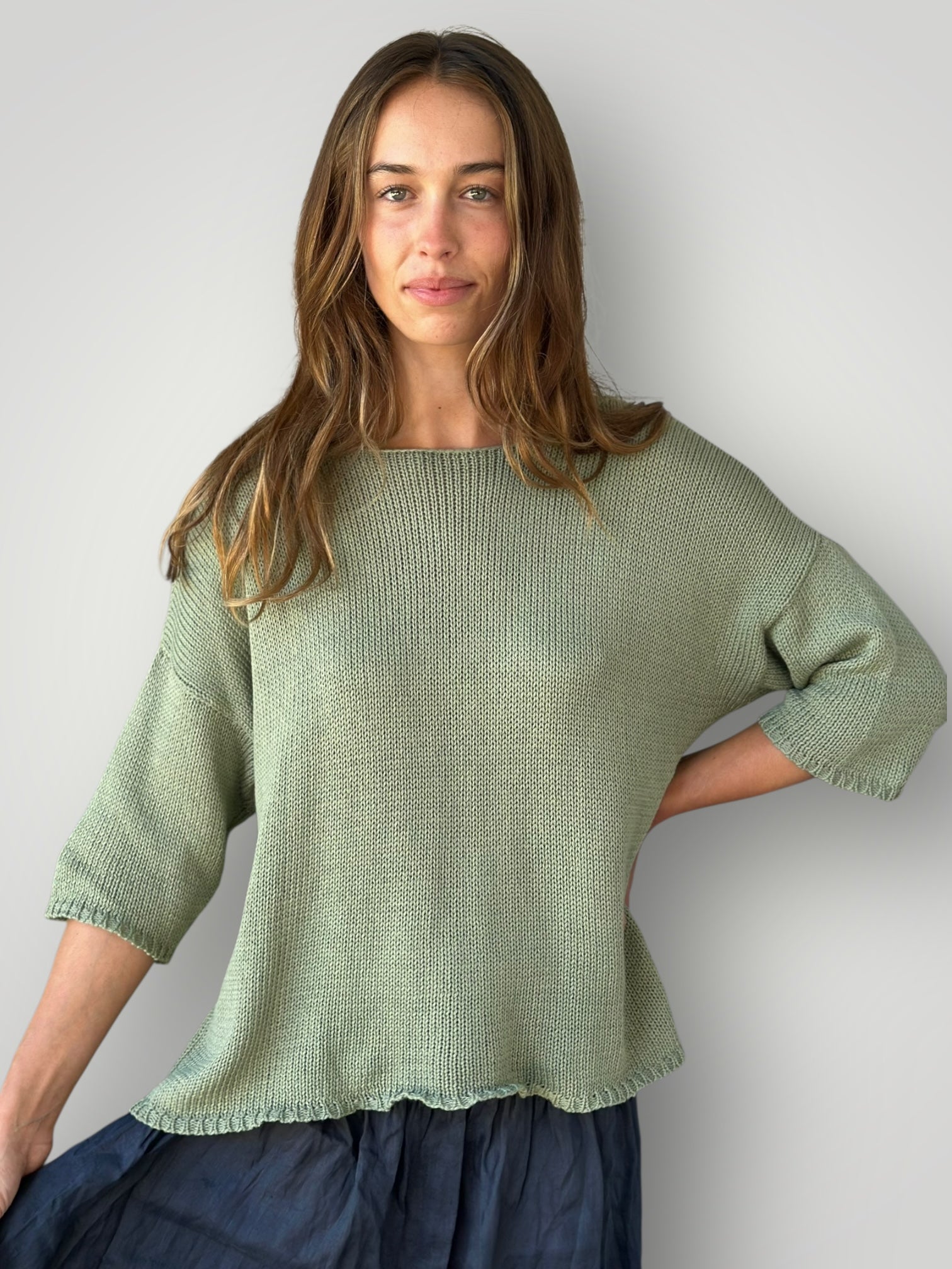 alex top - mint cotton knit Apparel