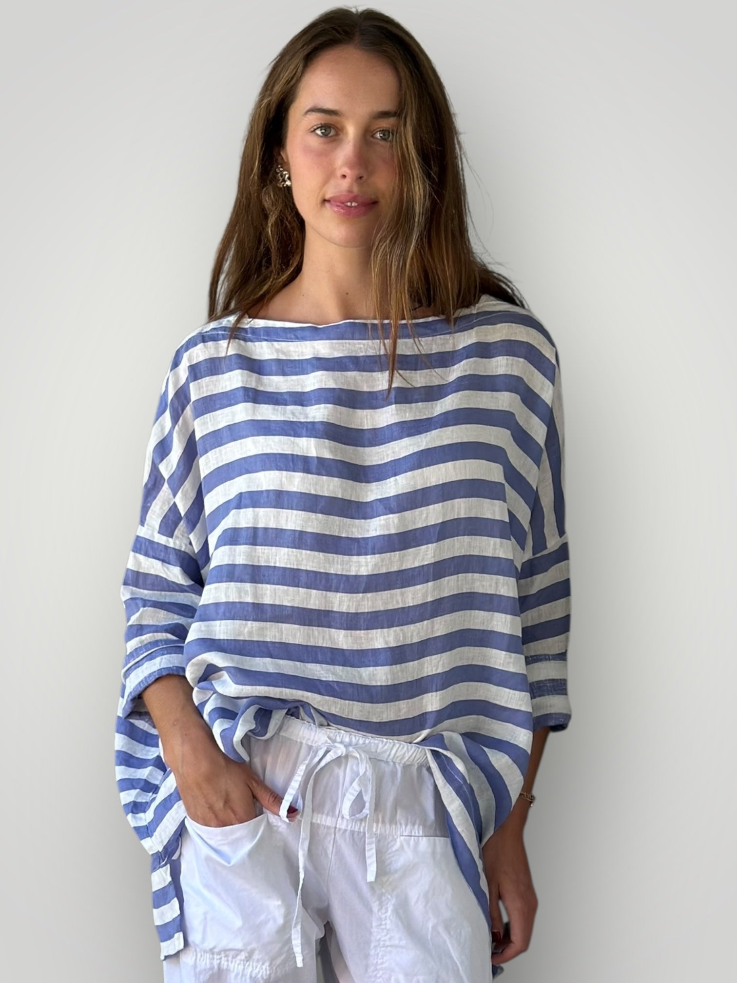 avril top - 2cm cornflower stripe Apparel