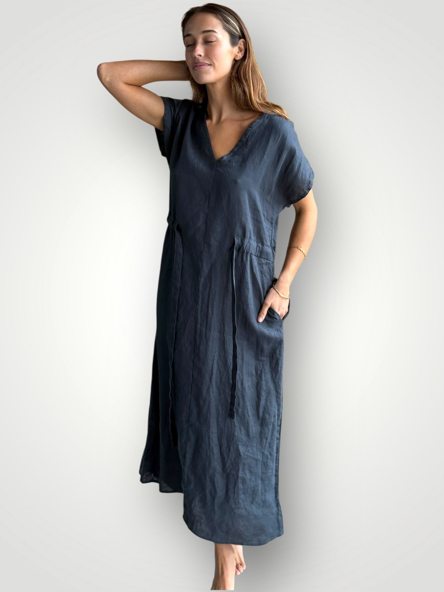 harper dress - charcoal linen Apparel