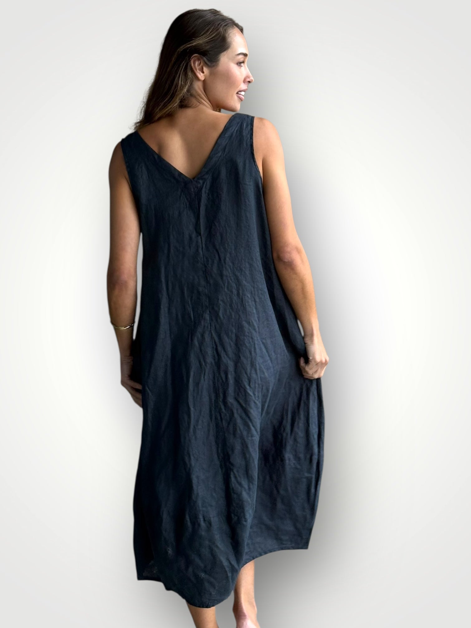 amber dress - charcoal linen Apparel