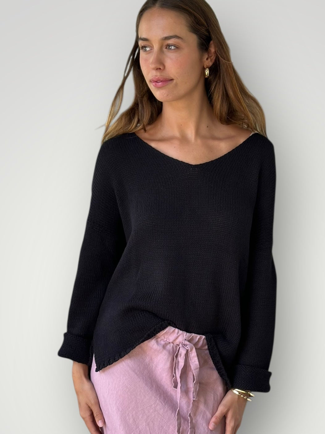 jamie cotton knit - black Apparel