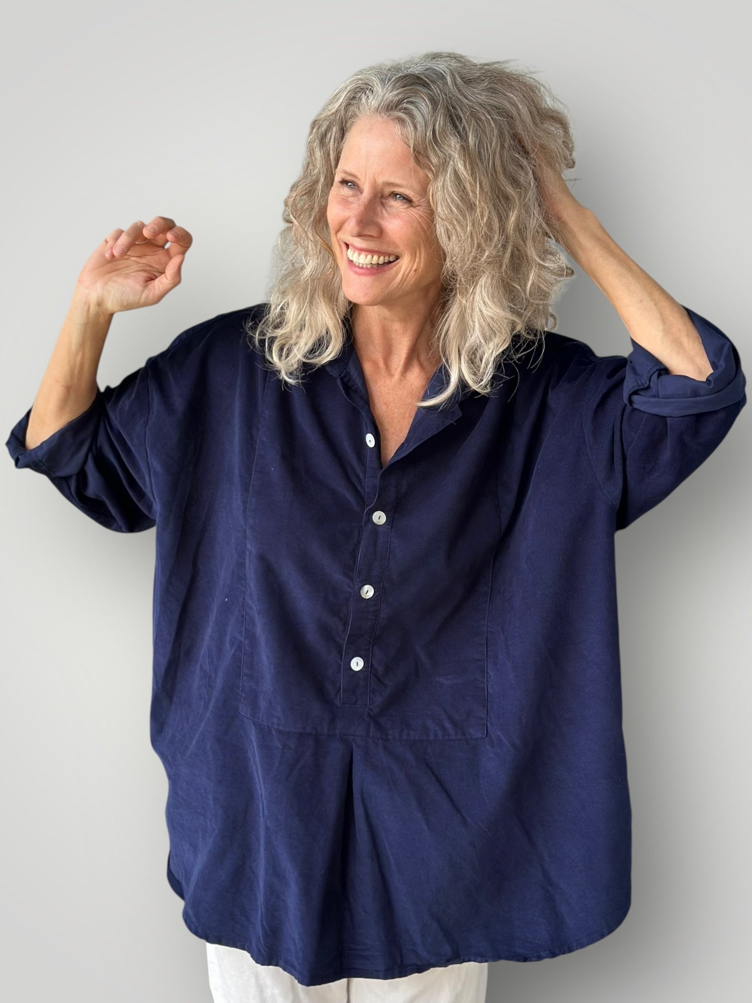 megan shirt-indigo cord Apparel