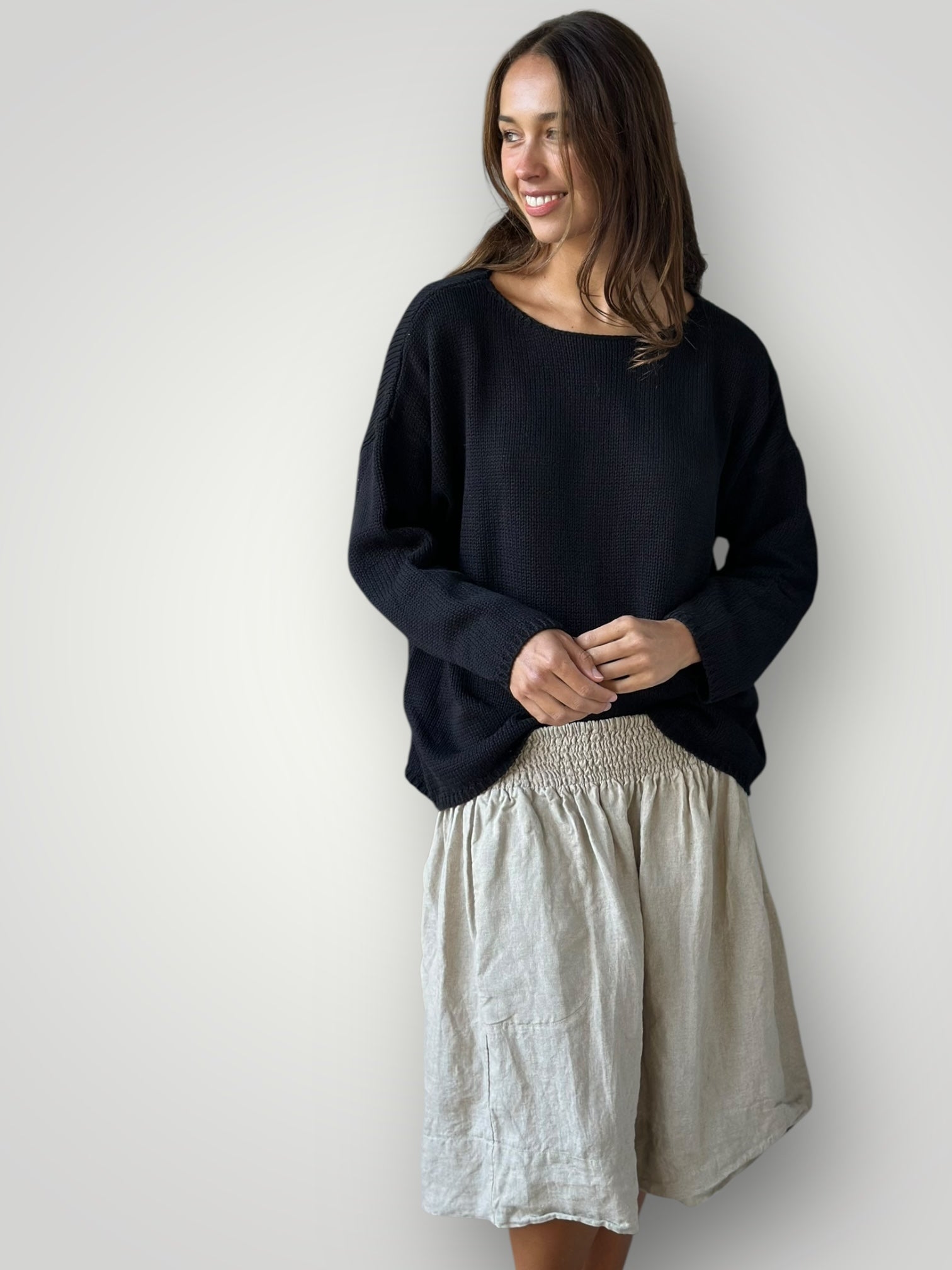 zoe skirt-natural linen Apparel