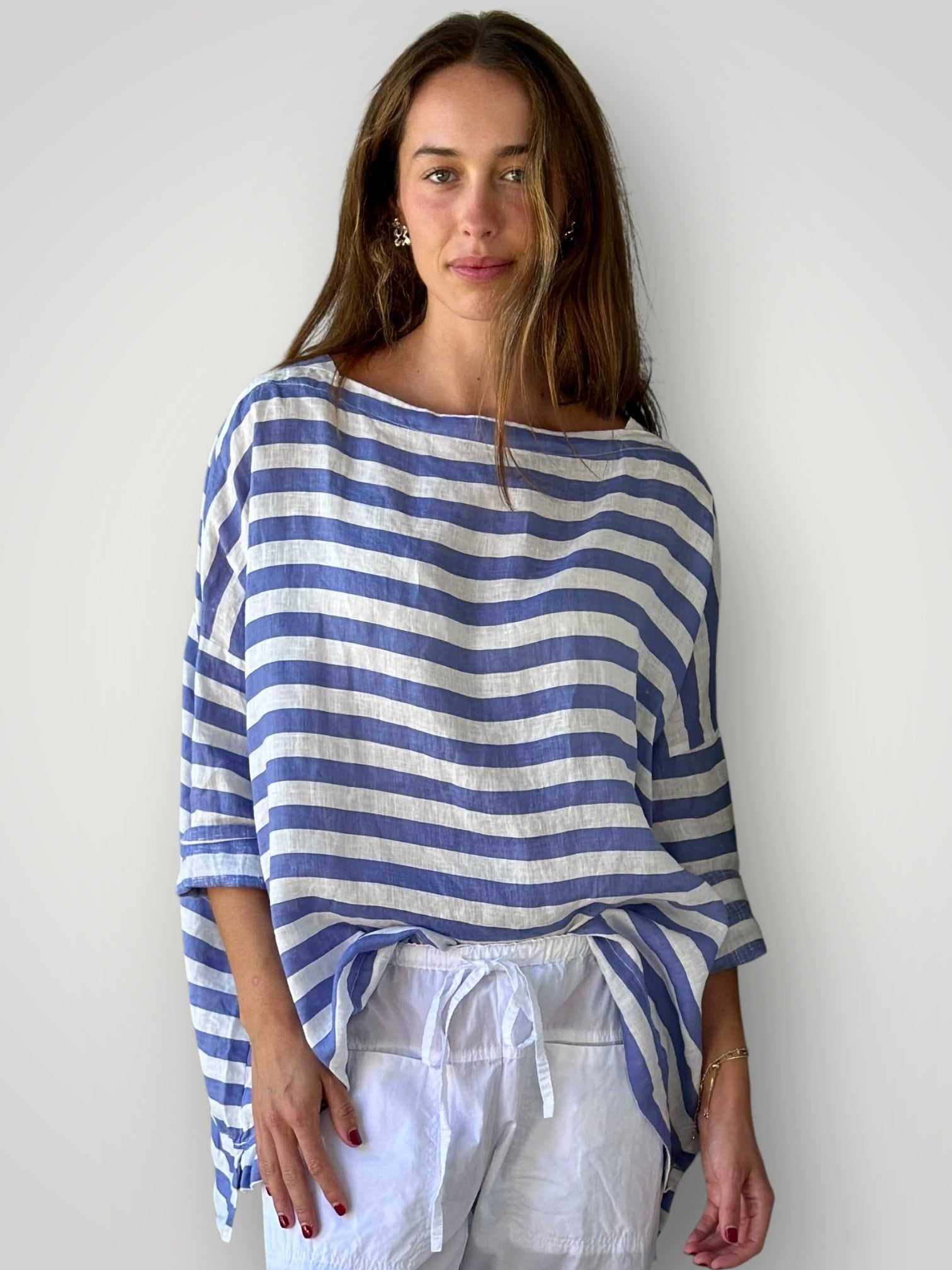 avril top - 2cm cornflower stripe Apparel