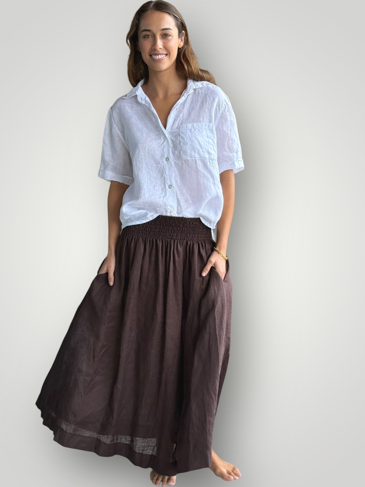 lulu skirt-chocolate linen