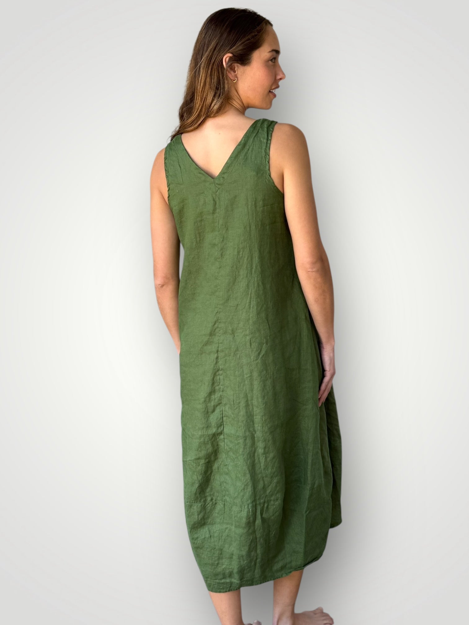 amber dress - moss linen Apparel