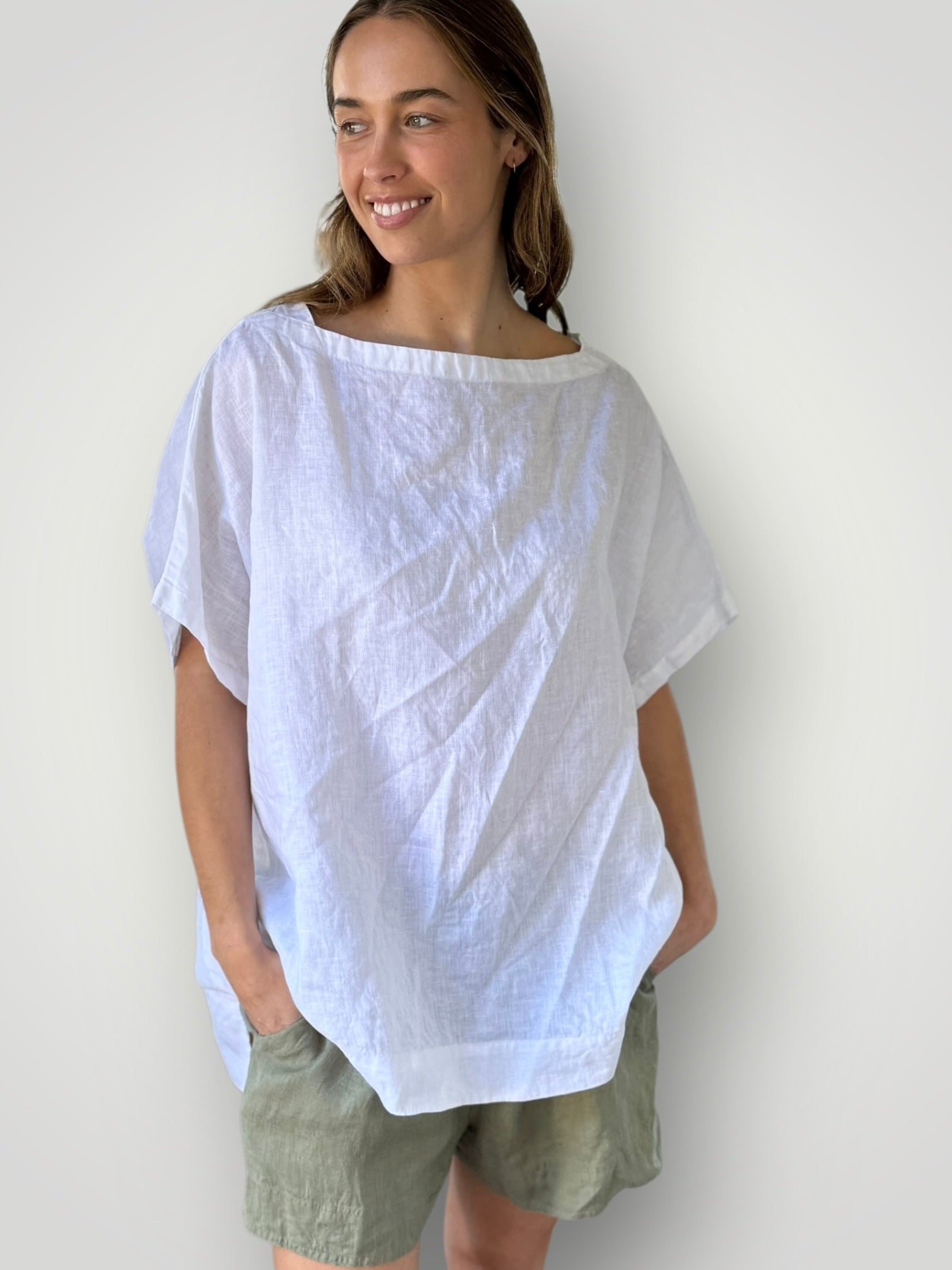 sammy top - white linen Apparel